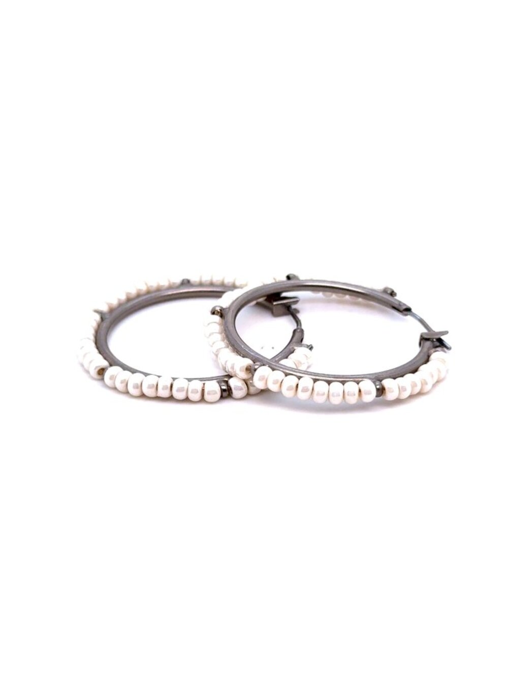 Sorrelli White Beaded Hoops Earrings
